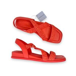 Aerosoles New Bora Slingback Wedge Sandal Size 12 Coral Ruched Elastic Fabric